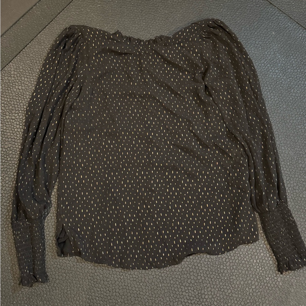 Rachel Zoe Black Blouse with Gold Accents